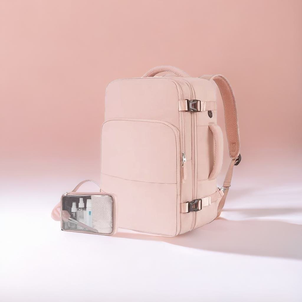 Stylish travel backpack packed and ready for a weekend trip