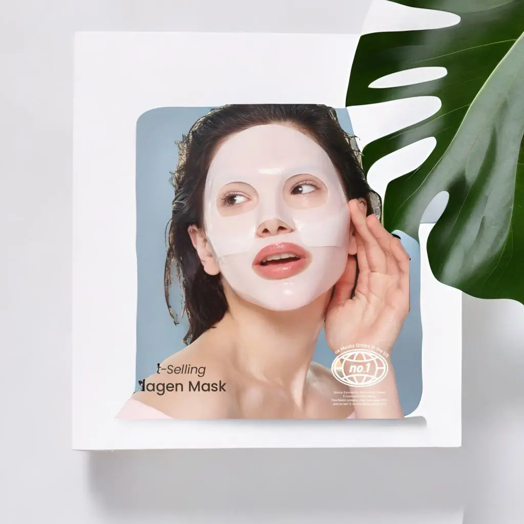 Bio-Collagen Night Wrapping Mask sheet applied on skin overnight