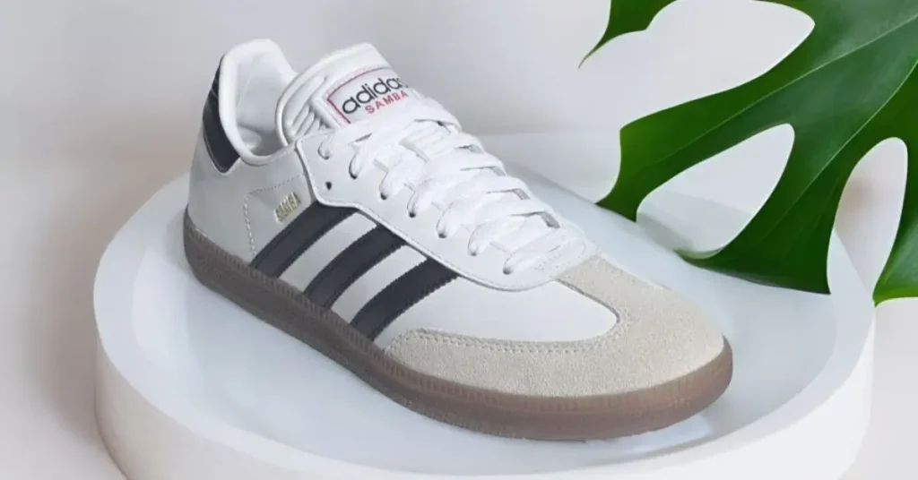 adidas Samba travel sneakers black on map – comfortable black sneakers for standing all day